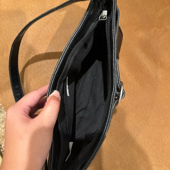 Y2K Fairweather Black Shoulder Bag Silver Buckle Belt Detail - Picture 5 of 8